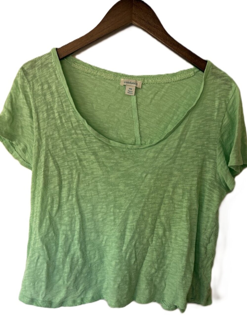 Sundance Green 100% Cotton Gauze Crop Tee, Size Petite Medium